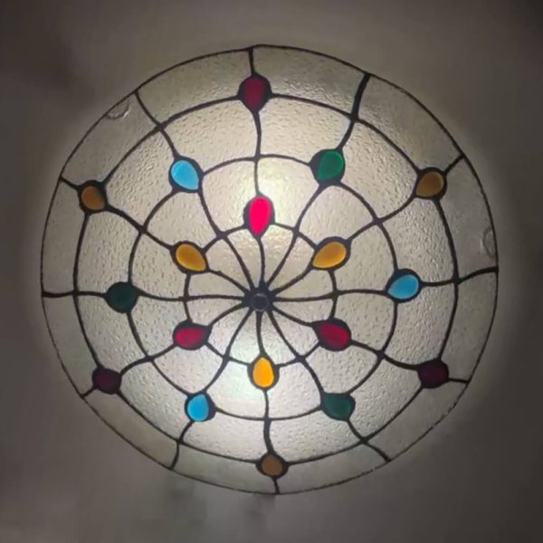 Traditional Tiffany Round Shell Bead Stained Glass 2-Light Flush Mount Ceiling Light For Hallway - Image 32