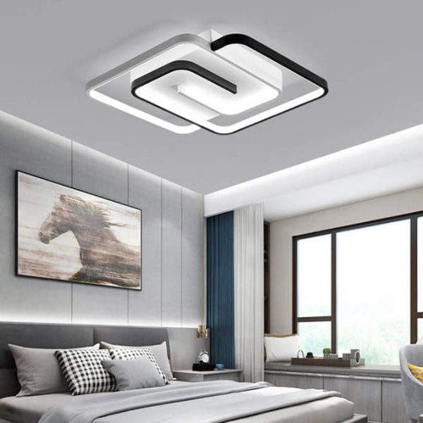 Modern Creative Square Ring Aluminum LED Semi-Flush Mount Ceiling Light - Image 2