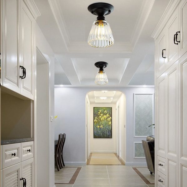 Nordic Vintage Glass Floral Round Geometry 1-Light Semi-Flush Mount Ceiling Light - Image 40