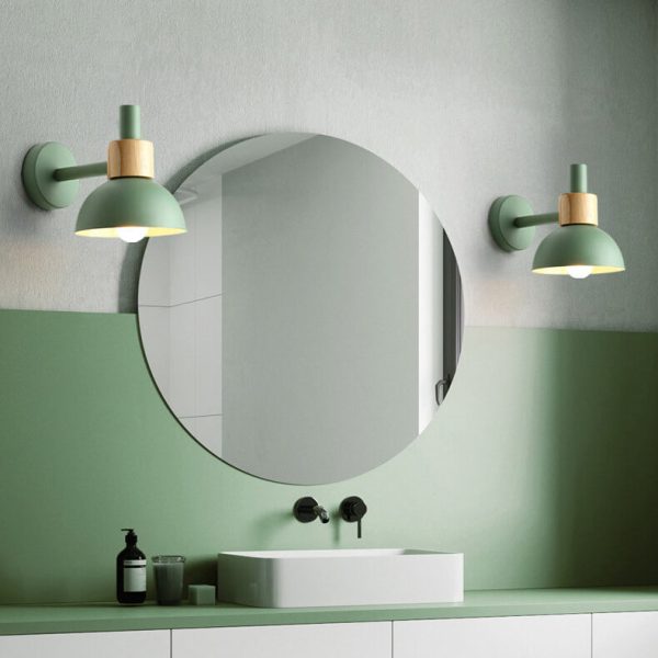 Modern Classic Macaron Solid Color Wood Iron 1-Light Wall Sconce Lamp - Image 5