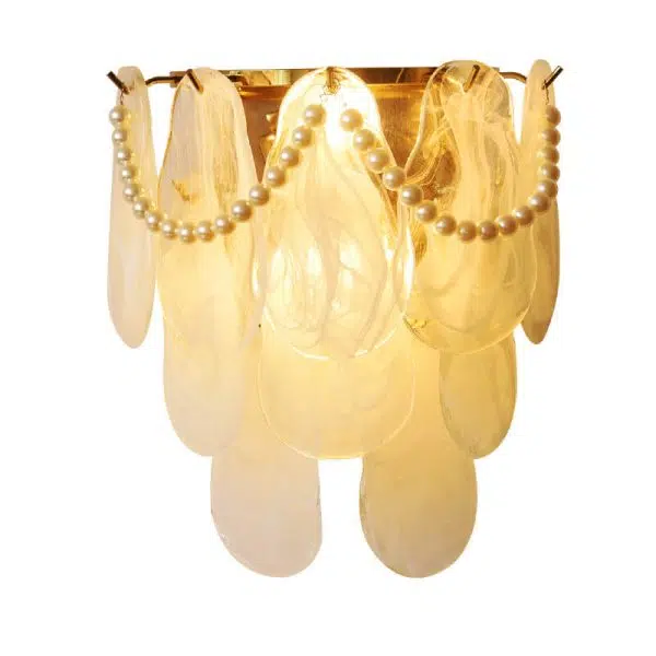 French Light Luxury Glass Shell Pearl 2-Light Wall Sconce Lamp - Image 7