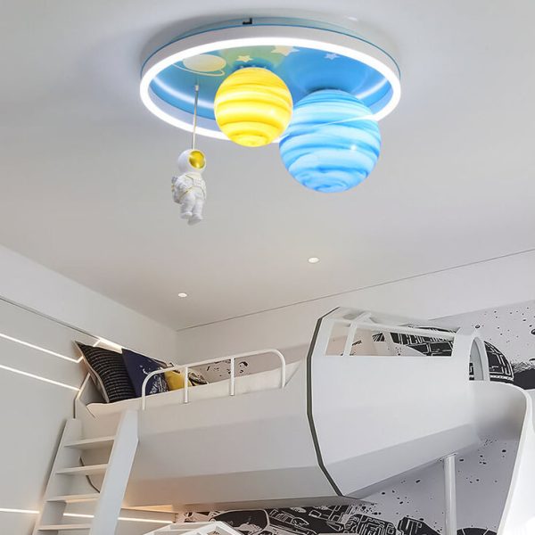 Astronaut Planet Round Kids Flush Mount Ceiling Light - Image 13