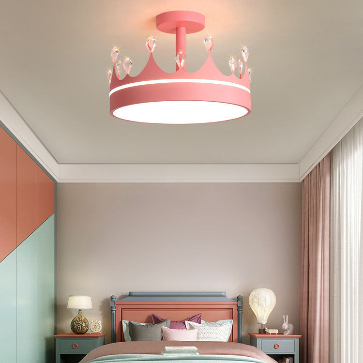 07-9f000059-1b17-475e-959c-065f19c6f52e.jpg Cartoon Creative Crown LED Kids Semi-Flush Mount Ceiling Light - Image 1
