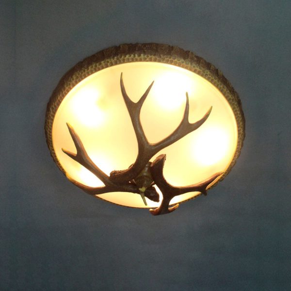 Vintage Industrial Antler Resin Glass Round  2/3/5 Light Flush Mount Ceiling Light - Image 4