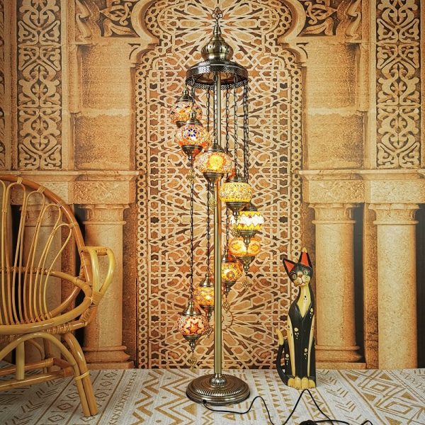 Retro Turkish Moroccan Globe 9-Light Standing Floor Lamp - Image 15