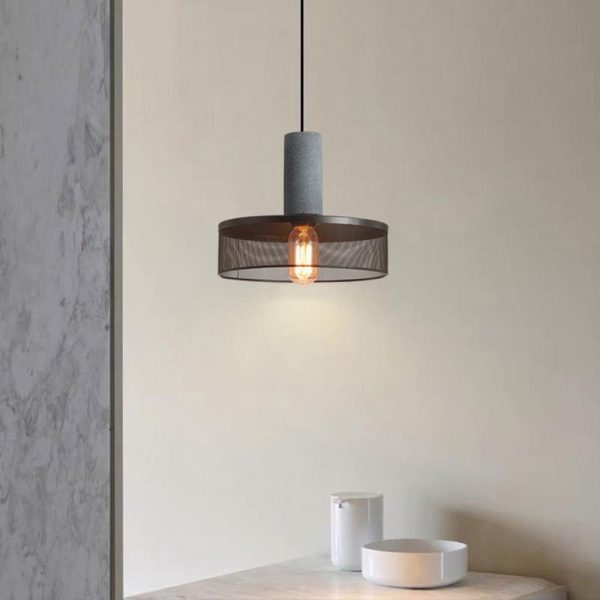 Contemporary Industrial Cylindrical Tapered Cement Iron 1-Light Pendant Light For Living Room - Image 12