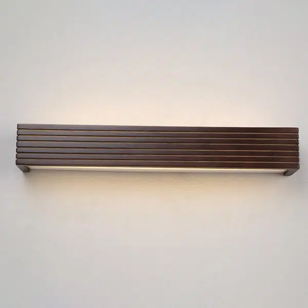 Traditional Chinese Striped Wood Cuboid LED Vanity Mirror Front Wall Sconce Lamp For Bathroom - Image 25