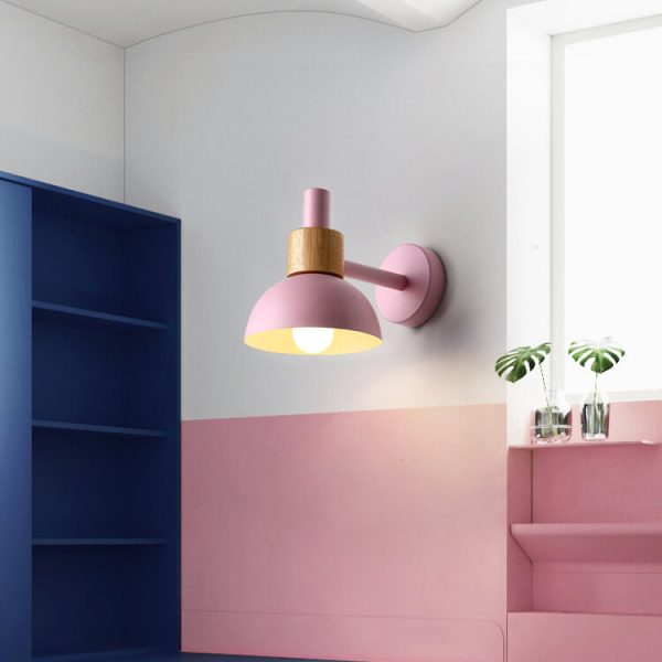 Modern Classic Macaron Solid Color Wood Iron 1-Light Wall Sconce Lamp - Image 14