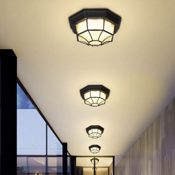 Outdoor Simple Round Octagon Aluminum Waterproof LED Flush Mount Ceiling Light - Image 2