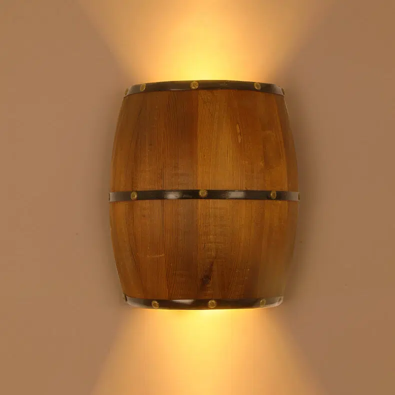 07-c83724c8-73fc-447a-81f3-39c15ef0c3d4.jpg Industrial Vintage Half Barrel Wood 2-Light Wall Sconce Lamp - Image 1