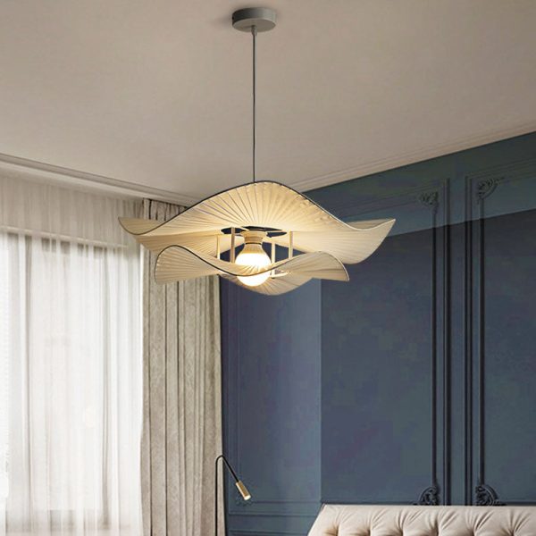 Modern Minimalist Irregular Wave Round Iron Fabric 1-Light Pendant Light For Living Room - Image 8