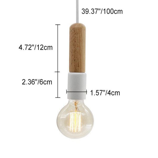 Nordic Minimalist Solid Wood Cylinder Top 1-Light Pendant Light - Image 4