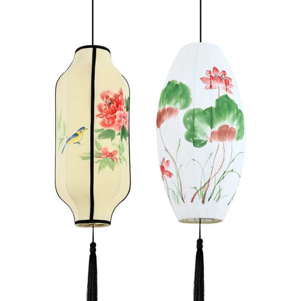 Oriental Antique Handmade Oval Lantern Fabric 1-Light Pendant Light - Image 12