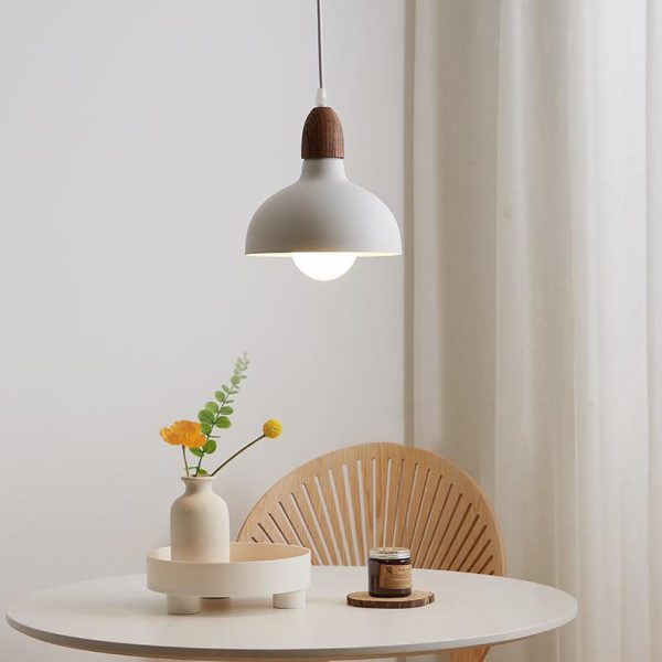 Japanese Simple Solid Wood Dome Round Hardware 1-Light Pendant Light - Image 10