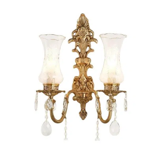 Vintage French Crystal Candelabra Brass 1/2 Light Wall Sconce Lamp - Image 11
