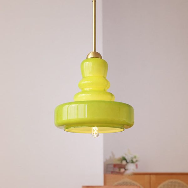 Modern Colorful Glass Gourd Shade 1-Light Pendant Light - Image 11