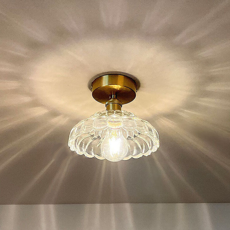 07-e75acf1e-a339-46f6-a15a-723d933c19e0.jpg Vintage Brass Glass Dome 1-Light Semi-Flush Mount Ceiling Light - Image 1