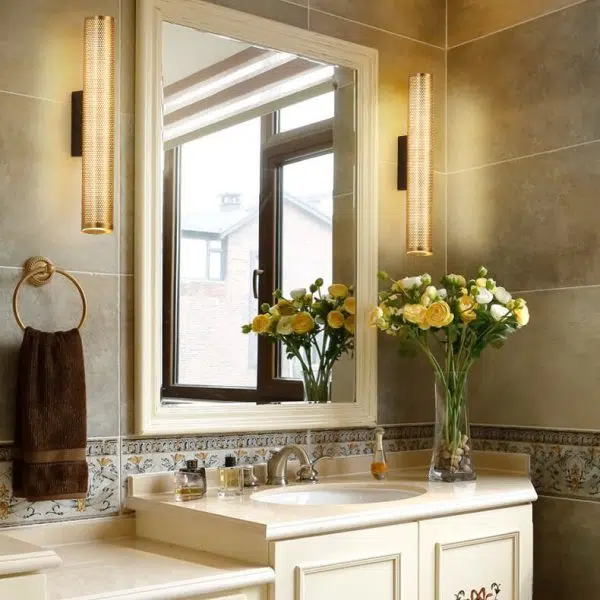 Modern Luxury Vanity  Grid Column Hardware Acrylic LED Wall Sconce Lamp - Image 9