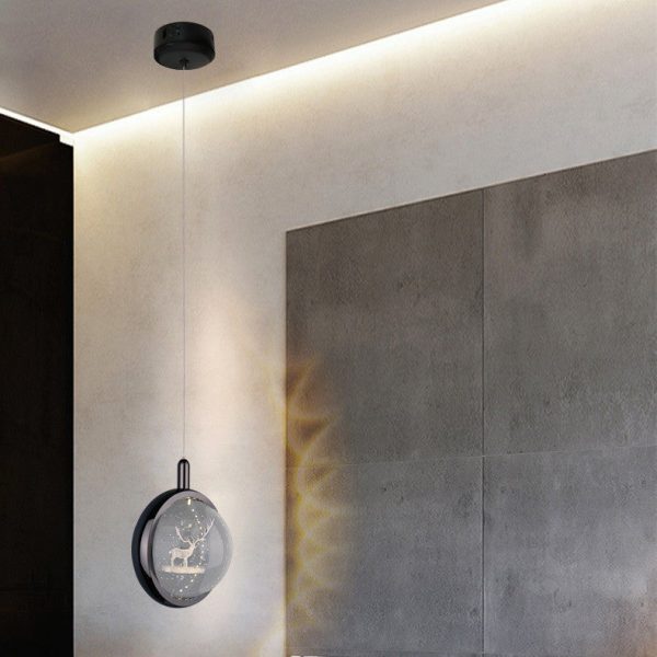 Modern Minimalist Round Ball Aluminum Crystal LED Pendant Light For Bedroom - Image 8