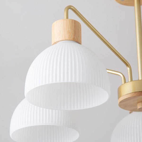 Nordic Vintage Wooden Glass Dome Shade 3/5 Light Chandelier - Image 9