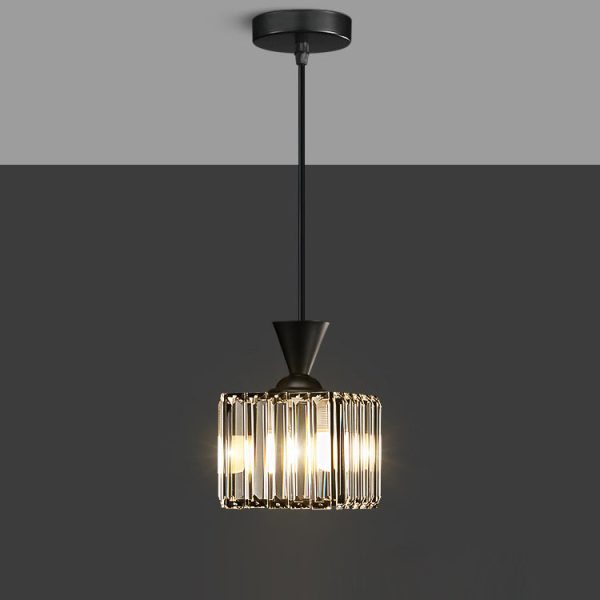 Contemporary Luxury Radiant Prismatic Clear Crystal Shade 1-Light Pendant Light For Living Room - Image 16