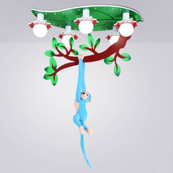 Contemporary Creative Kids Monkey Leaf Acrylic 5-Light Flush Mount Ceiling Light For Bedroom - Image 10