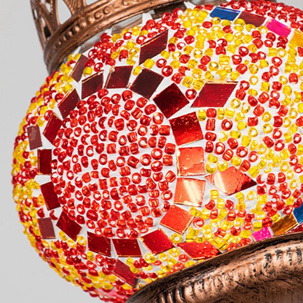 Contemporary Boho Iron Frame Stained Glass Ball Shade 1-Light Pendant Light For Living Room - Image 8