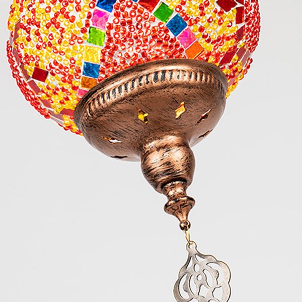 Contemporary Boho Iron Frame Stained Glass Ball Shade 1-Light Pendant Light For Living Room - Image 9