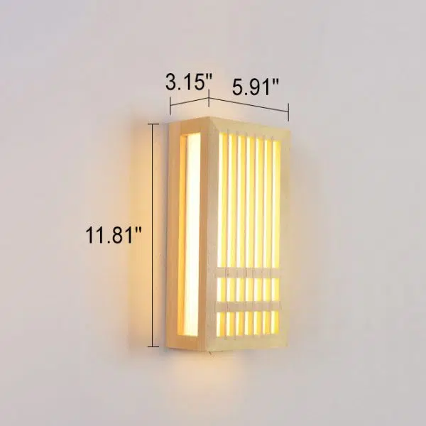 Simple Solid Wood Rectangular 1-Light Japanese Wall Sconce Lamp - Image 4