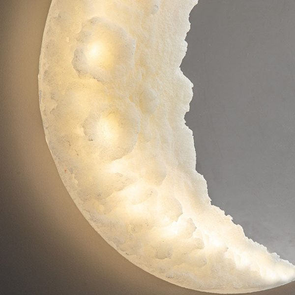Contemporary Creative Moon Carving Resin LED Wall Sconce Lamp For Living Room - Image 6