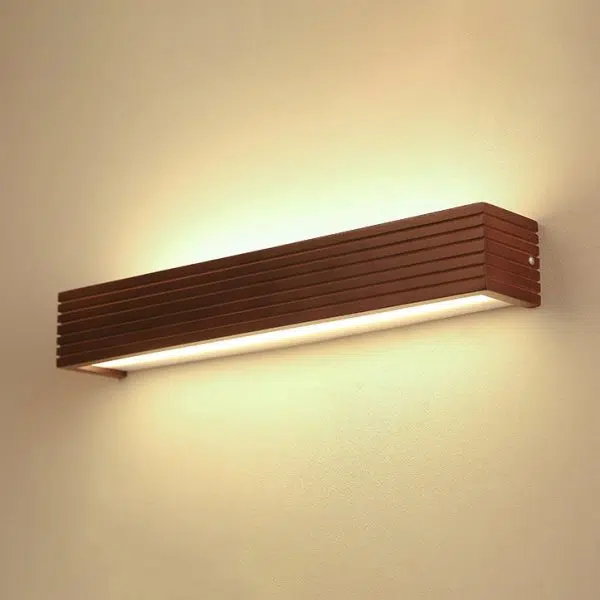 Traditional Chinese Striped Wood Cuboid LED Vanity Mirror Front Wall Sconce Lamp For Bathroom - Image 27