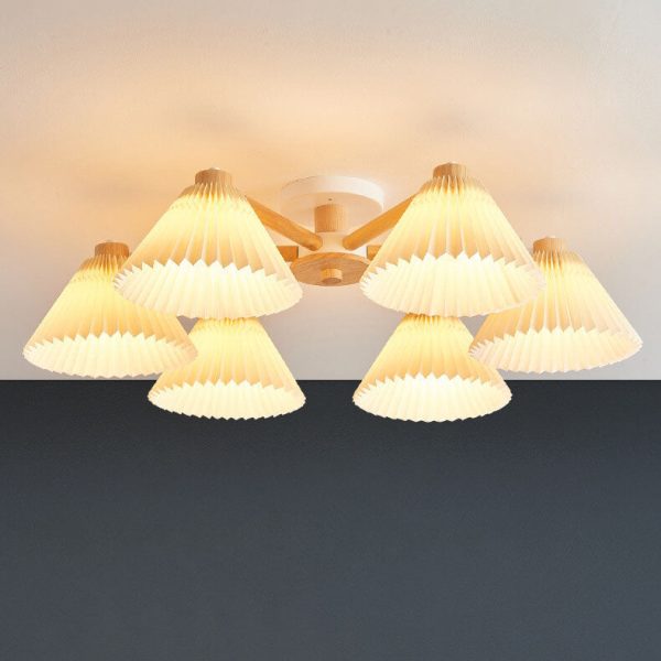 Nordic Wood Pleated Shade 3/6/8 Light Semi-Flush Mount Ceiling Light - Image 12