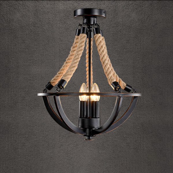 Vintage Industrial Iron Twine 3-Light Island Light Chandelier - Image 14