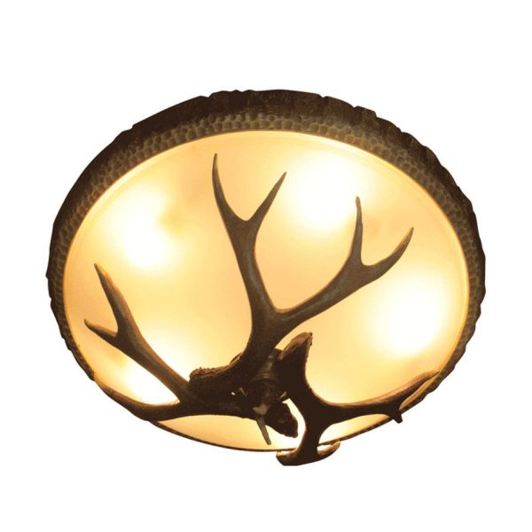 Vintage Industrial Antler Resin Glass Round  2/3/5 Light Flush Mount Ceiling Light - Image 11