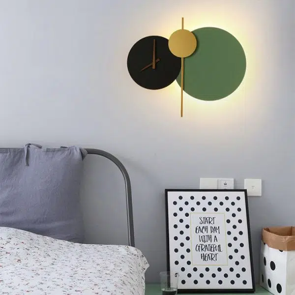 Modern Minimalist Round Iron Acrylic LED Clock Wall Sconce Lamp - Image 15