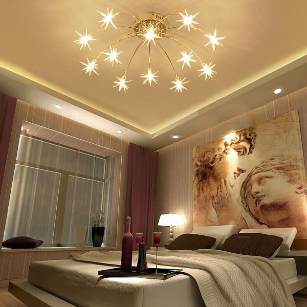 Contemporary Creative Full Of Star Iron 12/21/28 Light Flush Mount Ceiling Light For Living Room - Image 3