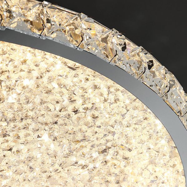 Modern Luxury Stainless Steel Crystal Round Square Rectangular LED Flush Mount Ceiling Light For Living Room - Image 14