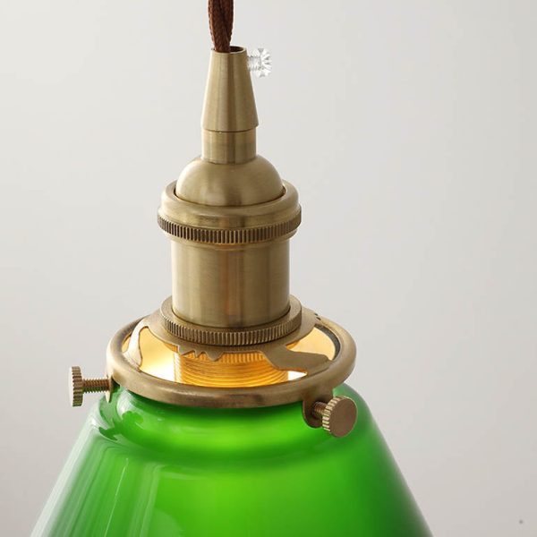 Contemporary Retro Green Cone Glass Copper 1-Light Pendant Light For Living Room - Image 8