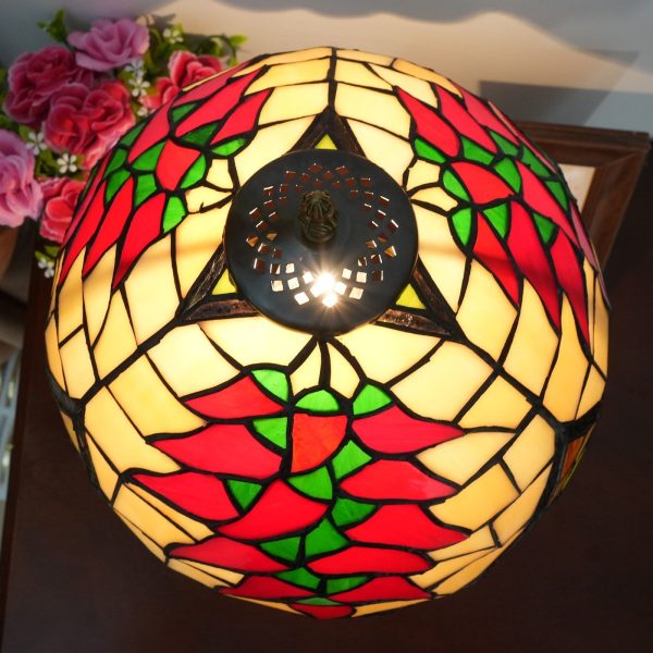Traditional Tiffany Stained Glass Capsicum Round Shade 1-Light Table Lamp For Study - Image 6