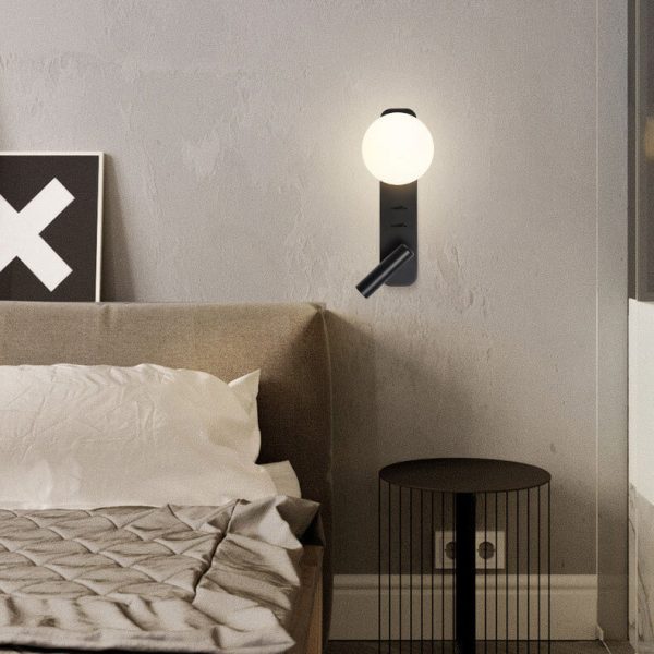 Modern Minimalist Glass Sphere LED Spotlight Reading Wall Sconce Lamp - Image 12