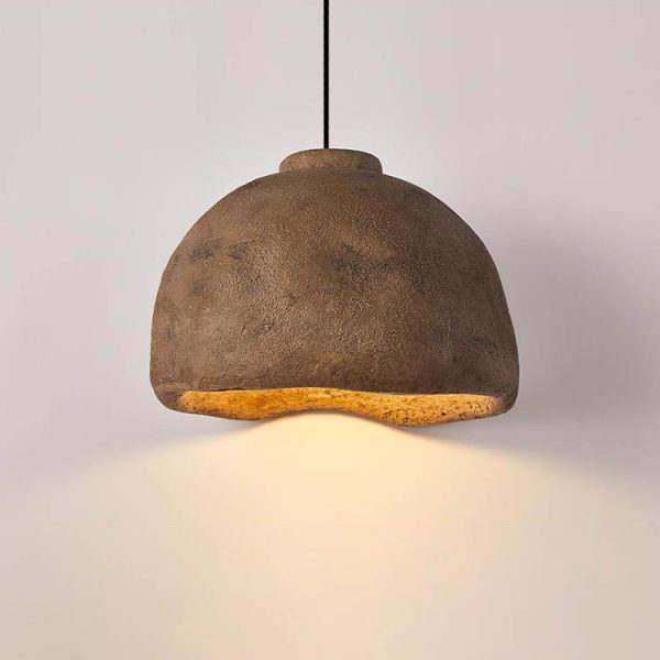 Contemporary Nordic Rough Rock Texture Semicircular 1-Light Pendant Light for Dining Room - Image 4
