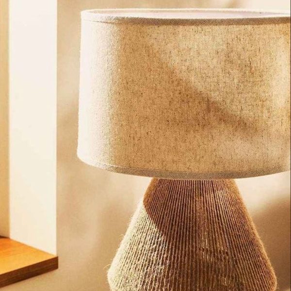 Japanese Vintage Hemp Rope Weaving Base Fabric 1-Light Table Lamp - Image 5