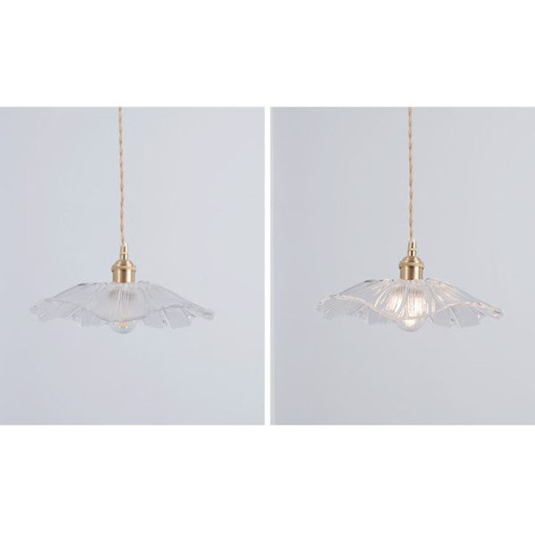 Nordic Vintage Clear Glass Flower Shape Brass 1-Light Pendant Light - Image 20
