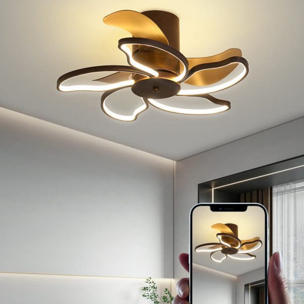 Nordic Minimalist Petal Shaped LED Semi-Flush Mount Ceiling Fan Light - Image 17