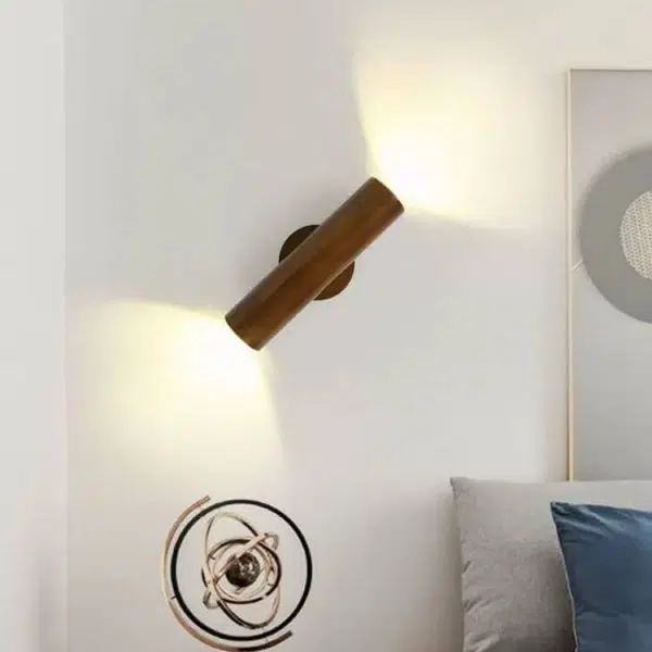 Modern Simple Warm Solid Wood Strip Double Head LED Wall Sconce Lamp - Image 22