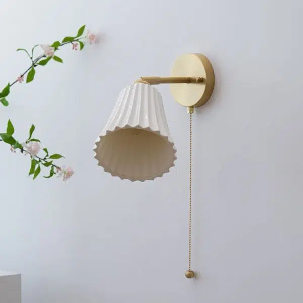 Modern Minimal Brass Ceramic 1-Light Wall Sconce Lamp - Image 7