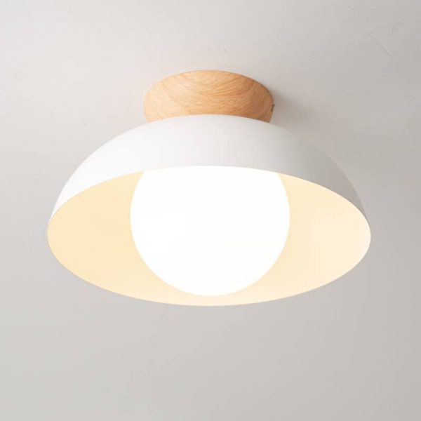 Modern Simple Wrought Iron Log Bowl-Shaped 1-Light Semi-Flush Mount Ceiling Light - Image 2