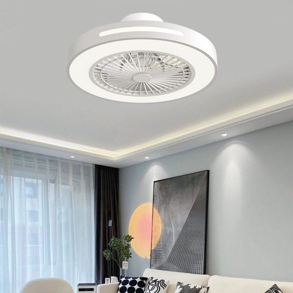 Modern Minimalist Solid Color Iron Copper LED Flush Mount Ceiling Fan Light - Image 2