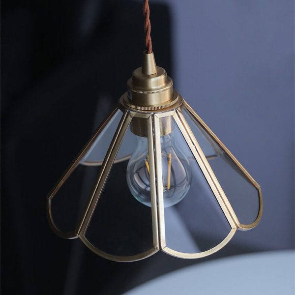 Japanese Vintage Cone Geometric Glass Copper 1-Light Pendant Light - Image 9