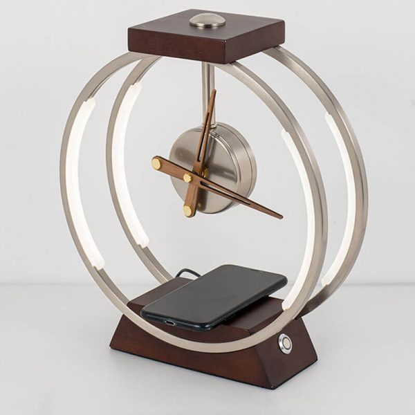 Modern Luxury Clock Design Wireless Charging LED Touch Table Lamp - Image 5